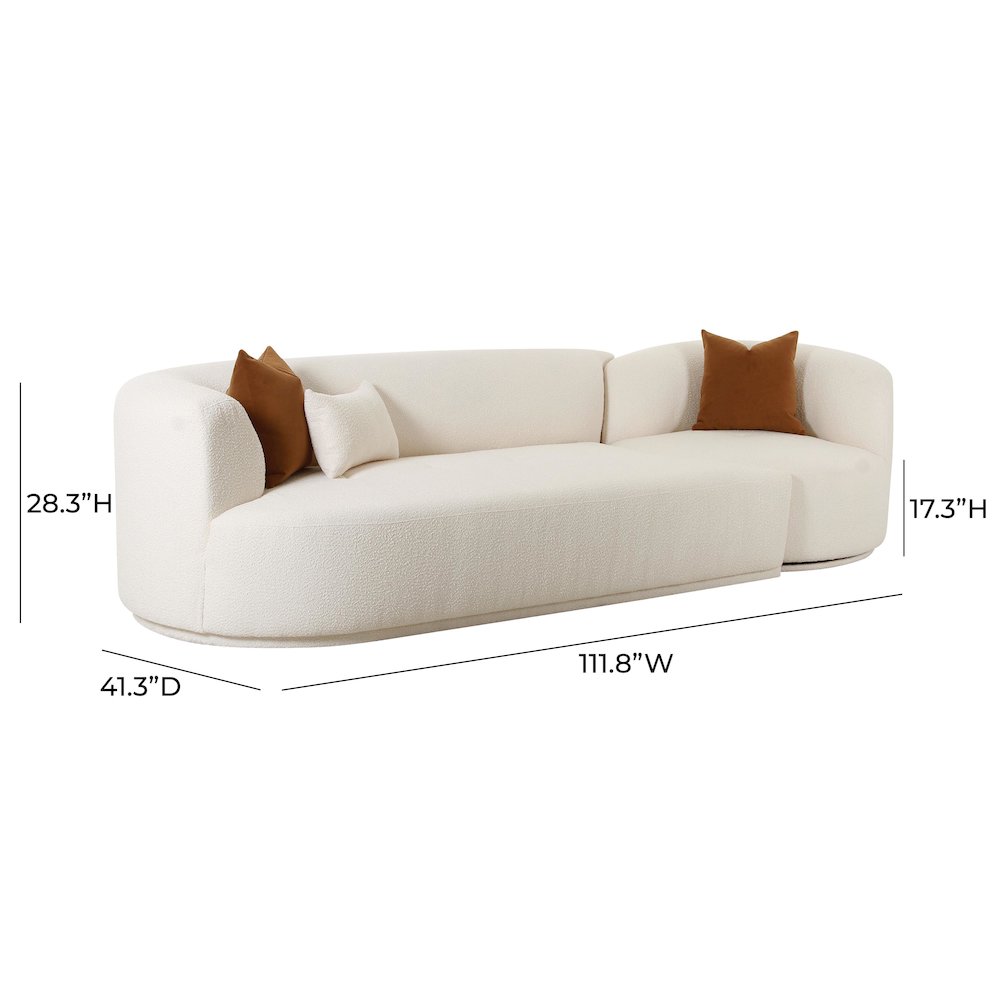 Fickle Cream Boucle 2-Piece Modular LAF Sofa. Picture 3