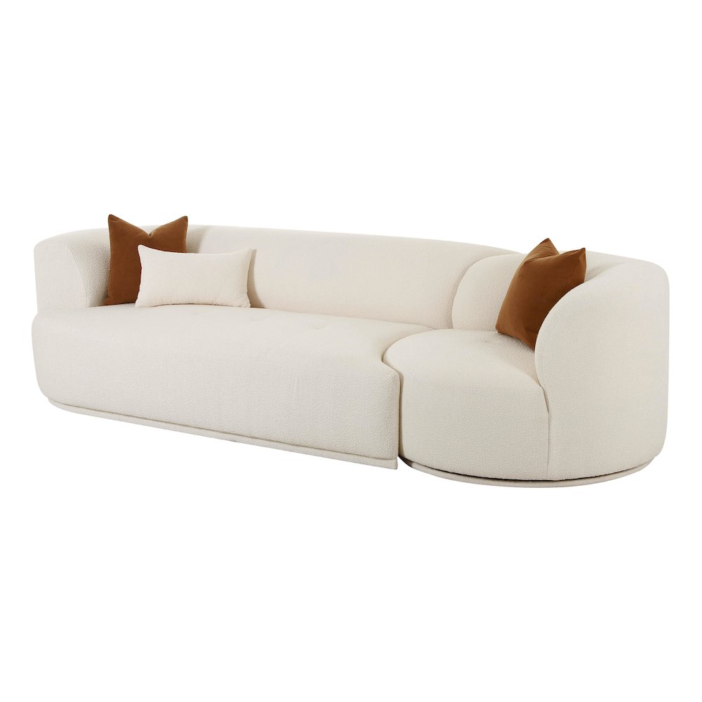 Fickle Cream Boucle 2-Piece Modular LAF Sofa. Picture 5