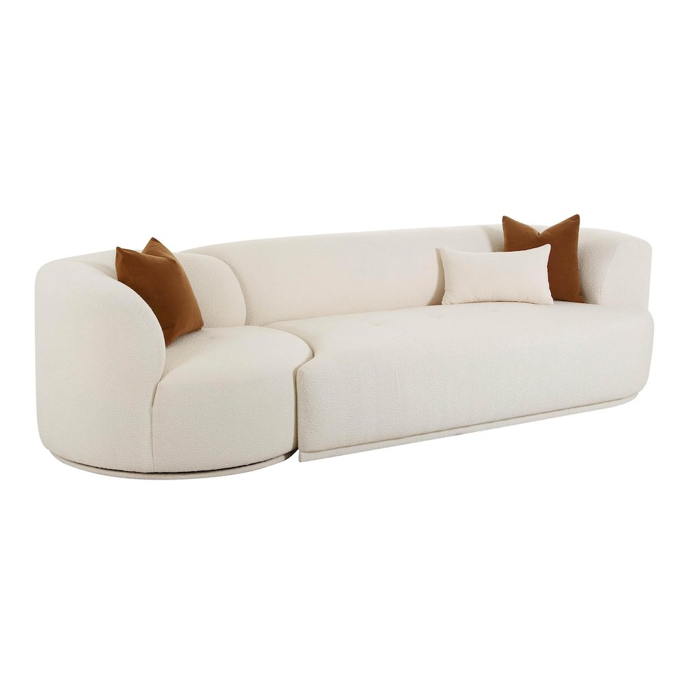 Fickle Cream Boucle 2-Piece Modular RAF Sofa. Picture 1