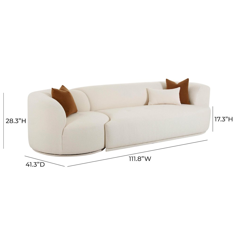Fickle Cream Boucle 2-Piece Modular RAF Sofa. Picture 8
