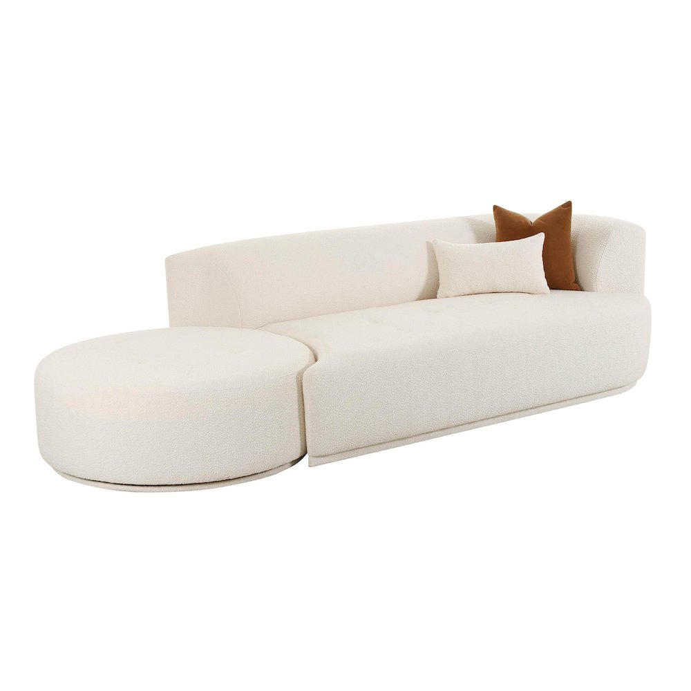 Fickle Cream Boucle 2-Piece Chaise Modular RAF Sofa. Picture 1