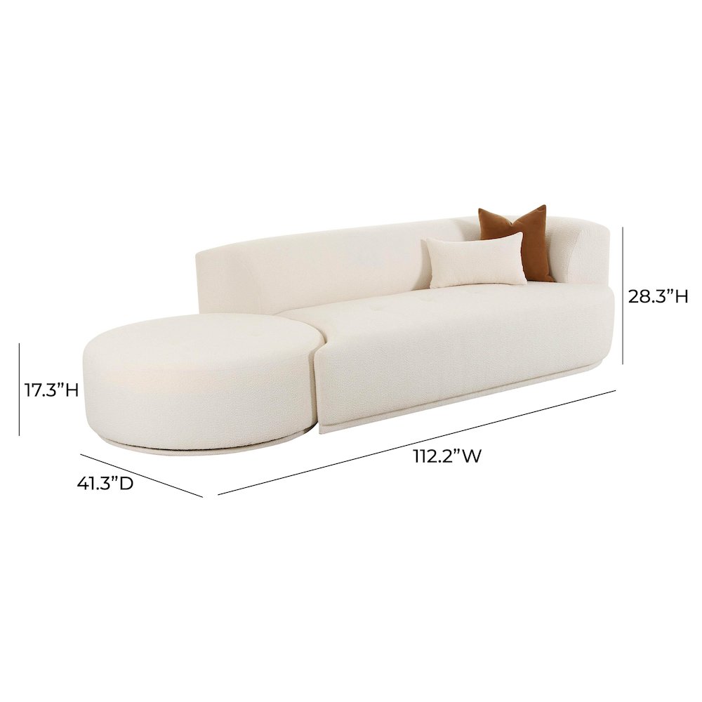 Fickle Cream Boucle 2-Piece Chaise Modular RAF Sofa. Picture 7