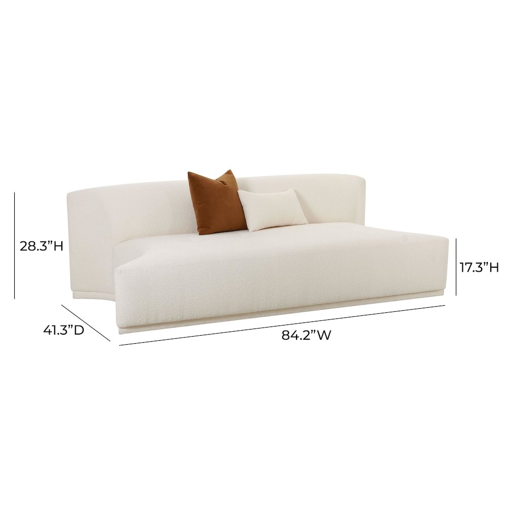 Fickle Cream Boucle Modular Armless Loveseat. Picture 6