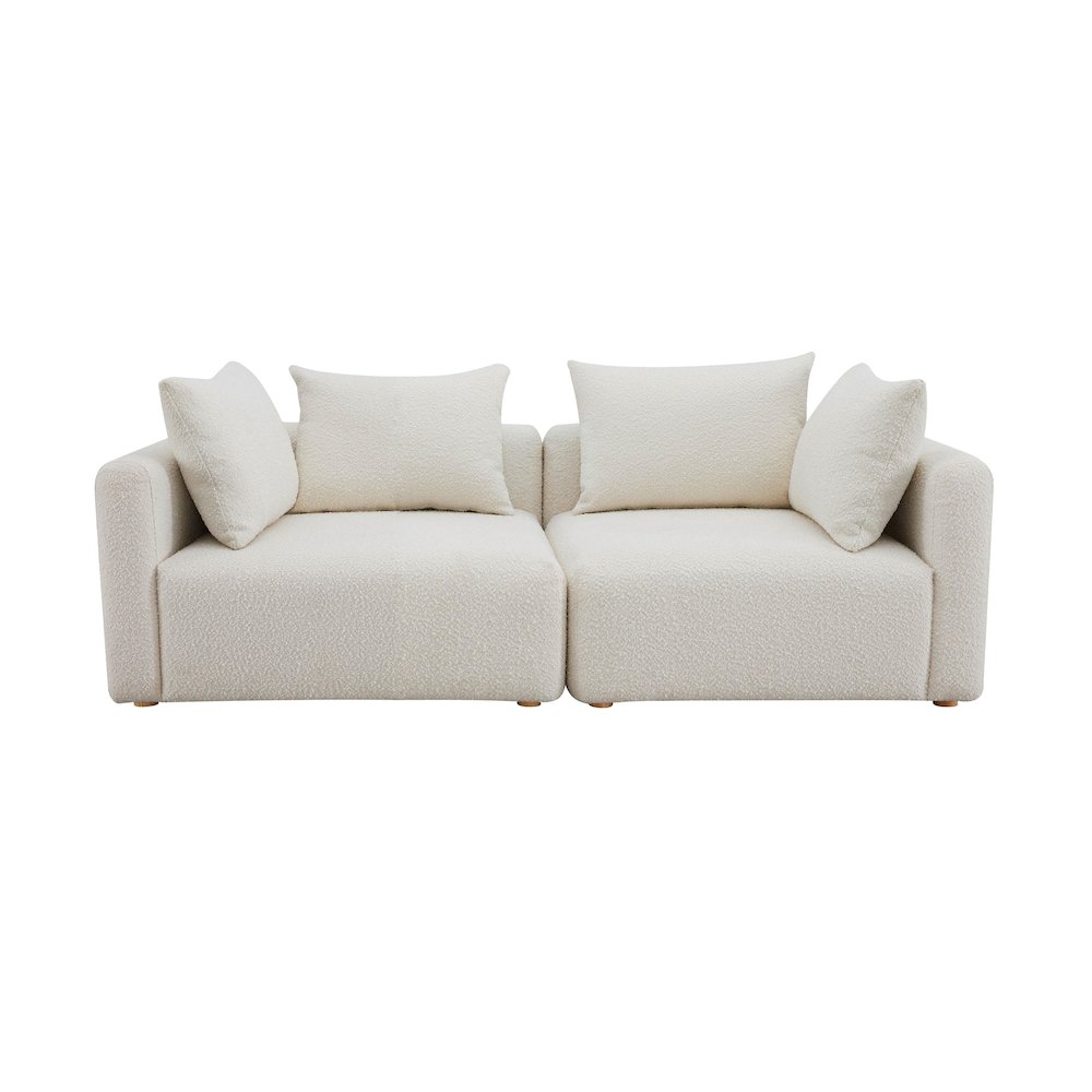Hangover Cream Boucle Loveseat. Picture 1