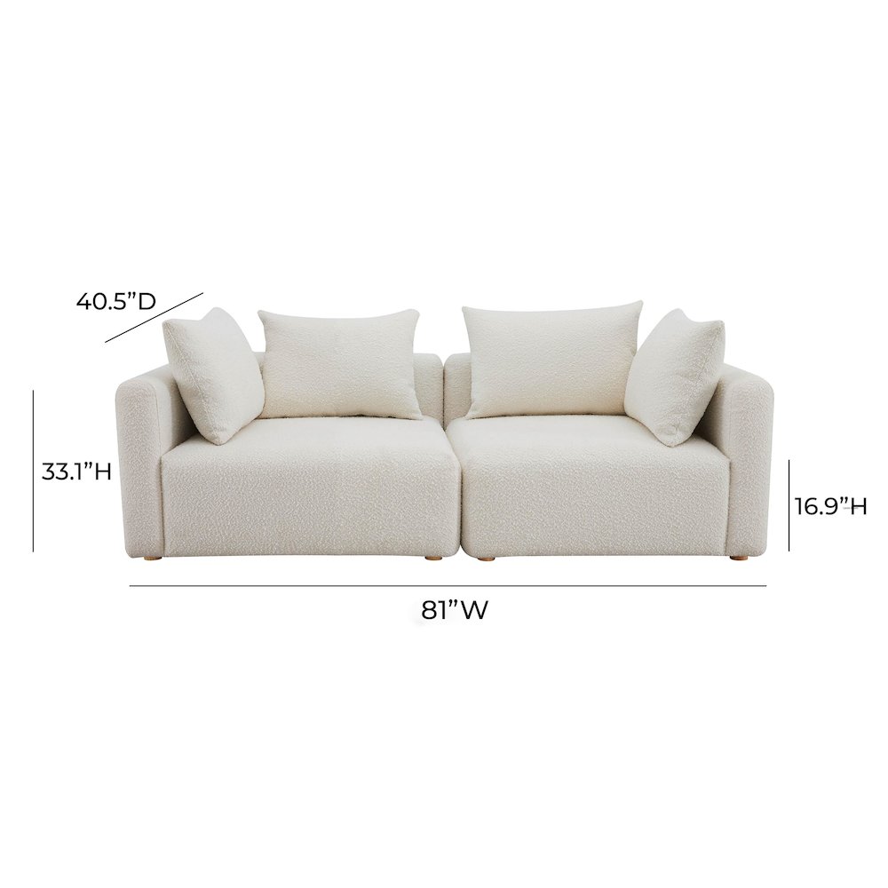 Hangover Cream Boucle Loveseat. Picture 5