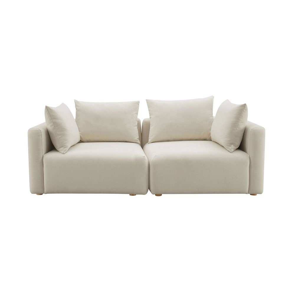 Hangover Cream Performance Linen Loveseat. Picture 1