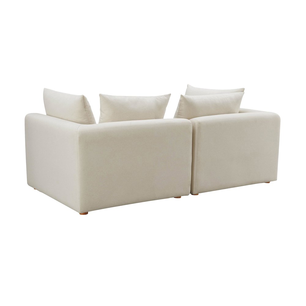 Hangover Cream Performance Linen Loveseat. Picture 3