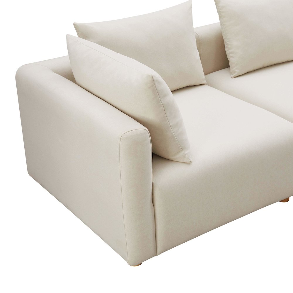 Hangover Cream Performance Linen Loveseat. Picture 4