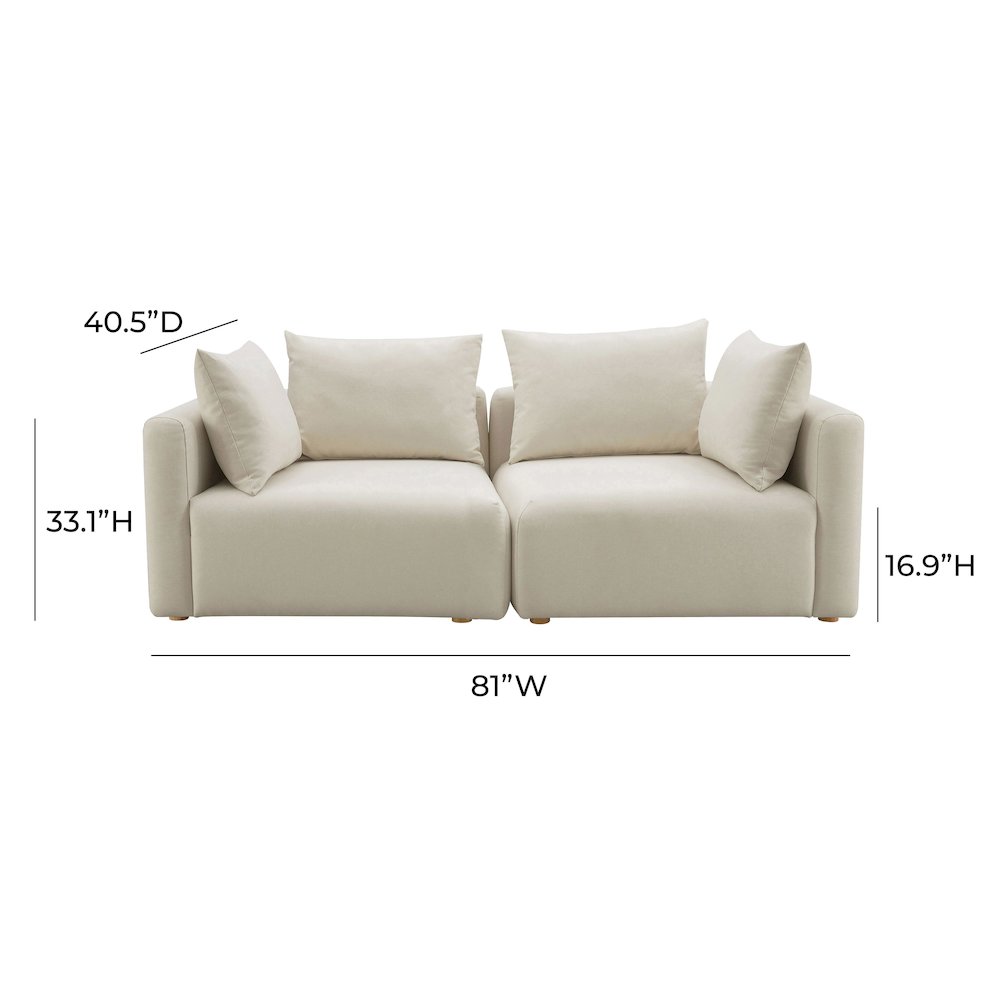 Hangover Cream Performance Linen Loveseat. Picture 5