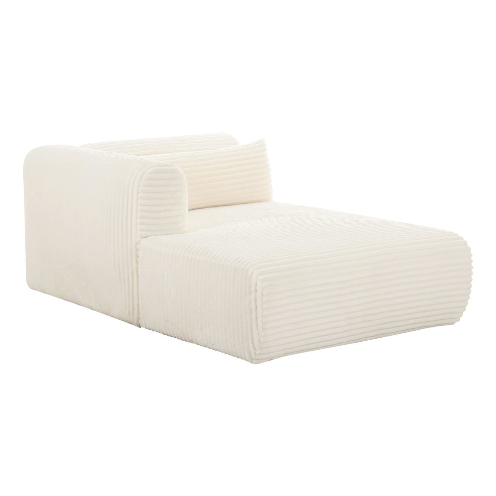 Tarra Fluffy Oversized Cream Corduroy Modular LAF Chaise. Picture 1