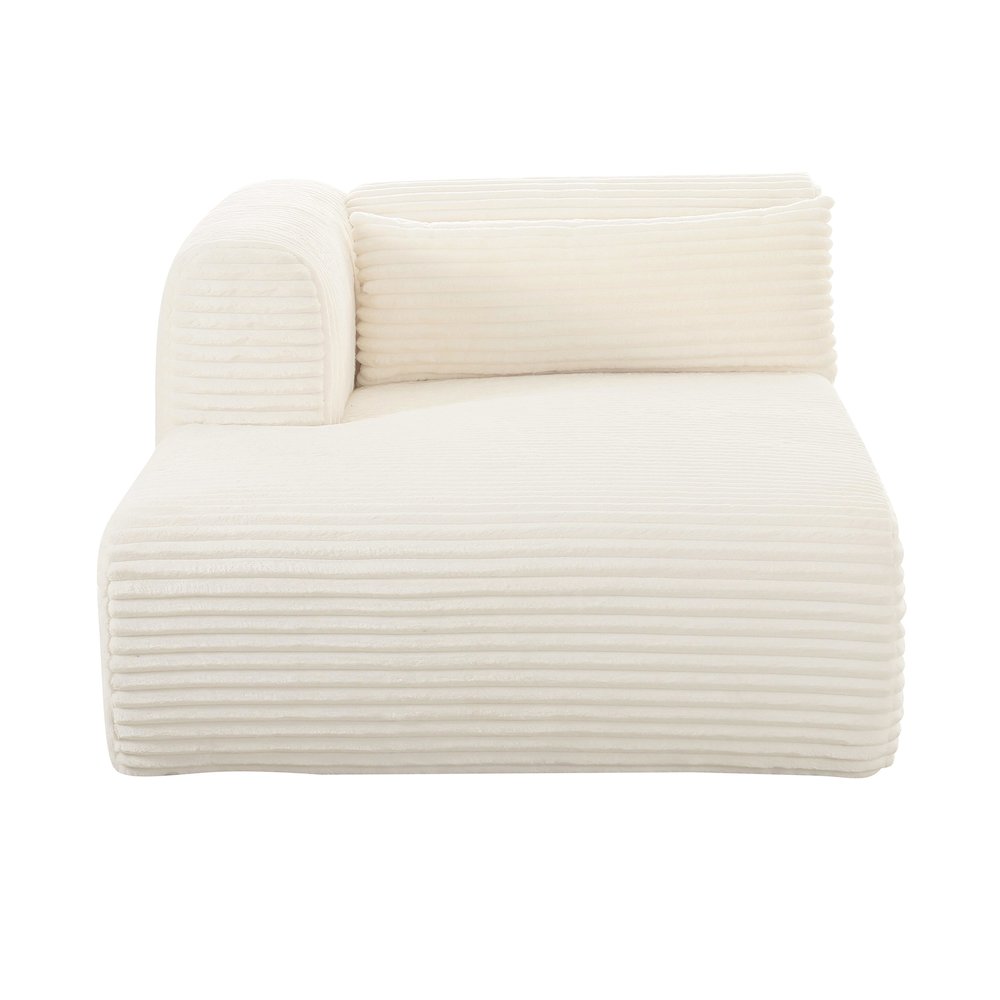 Tarra Fluffy Oversized Cream Corduroy Modular LAF Chaise. Picture 3