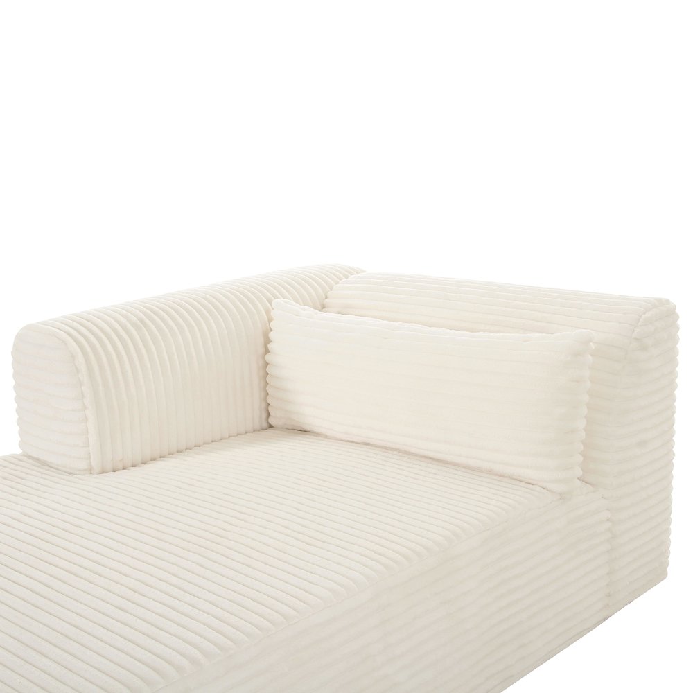 Tarra Fluffy Oversized Cream Corduroy Modular LAF Chaise. Picture 5