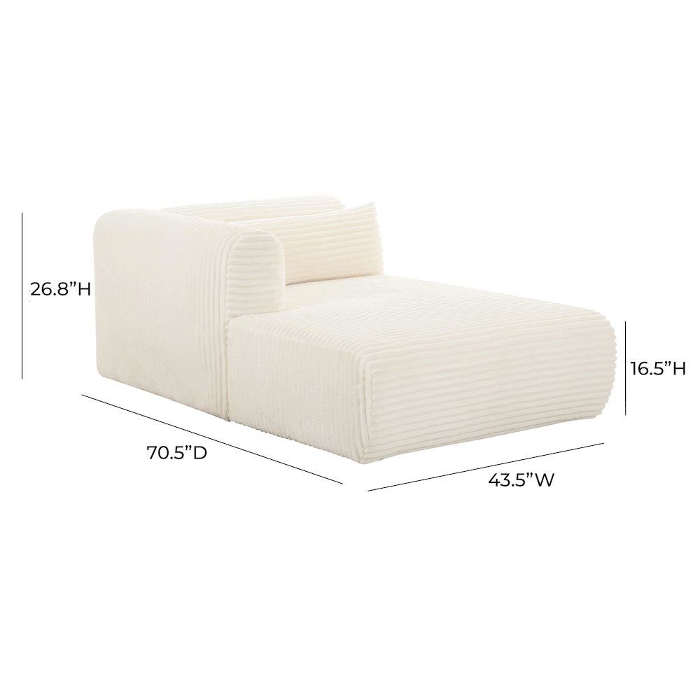 Tarra Fluffy Oversized Cream Corduroy Modular LAF Chaise. Picture 6