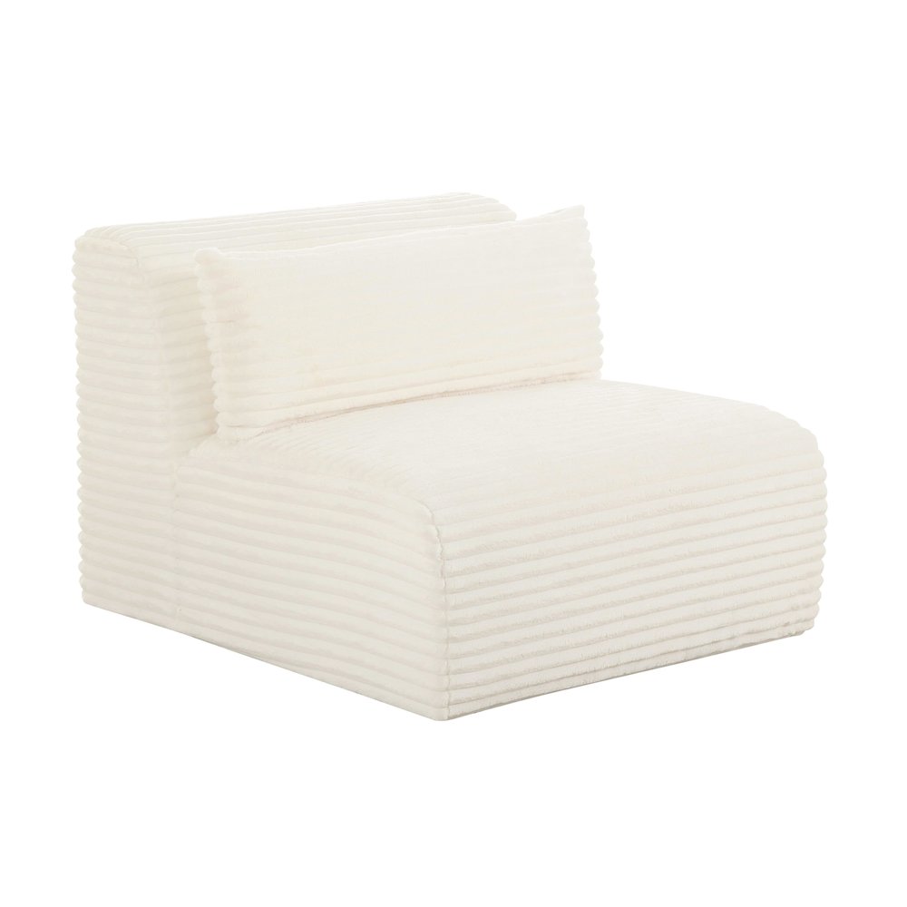 Tarra Fluffy Oversized Cream Corduroy Modular Armless Chair. Picture 1