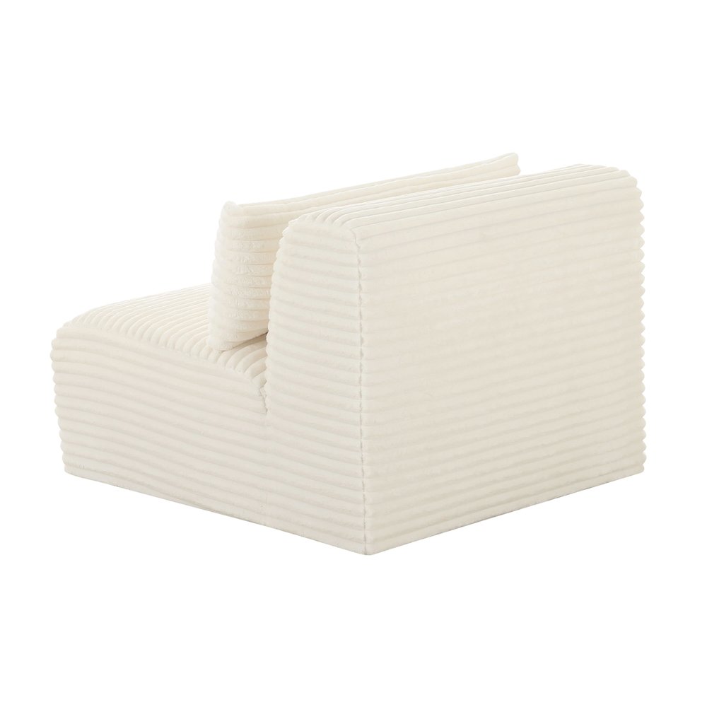 Tarra Fluffy Oversized Cream Corduroy Modular Armless Chair. Picture 4