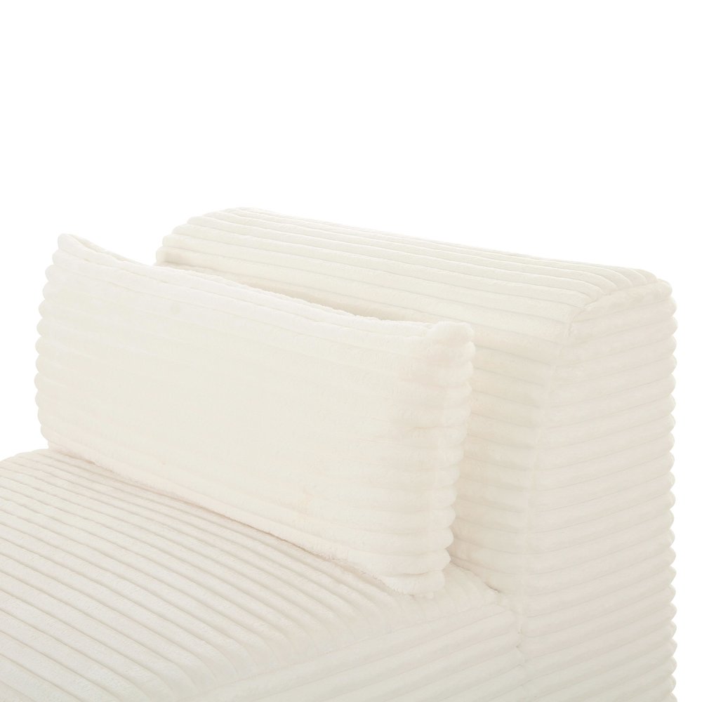Tarra Fluffy Oversized Cream Corduroy Modular Armless Chair. Picture 5