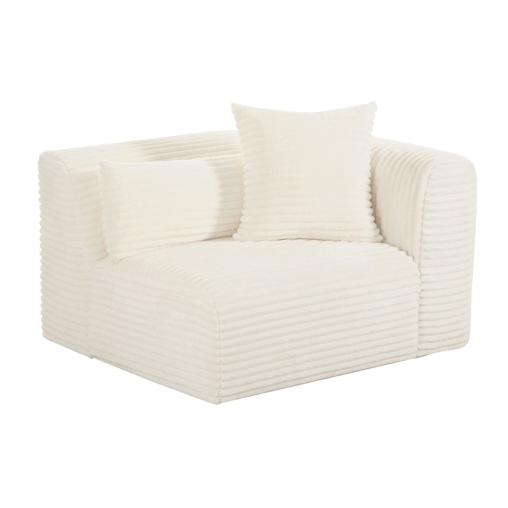 Tarra Fluffy Oversized Cream Corduroy Modular RAF Corner Chair. Picture 1