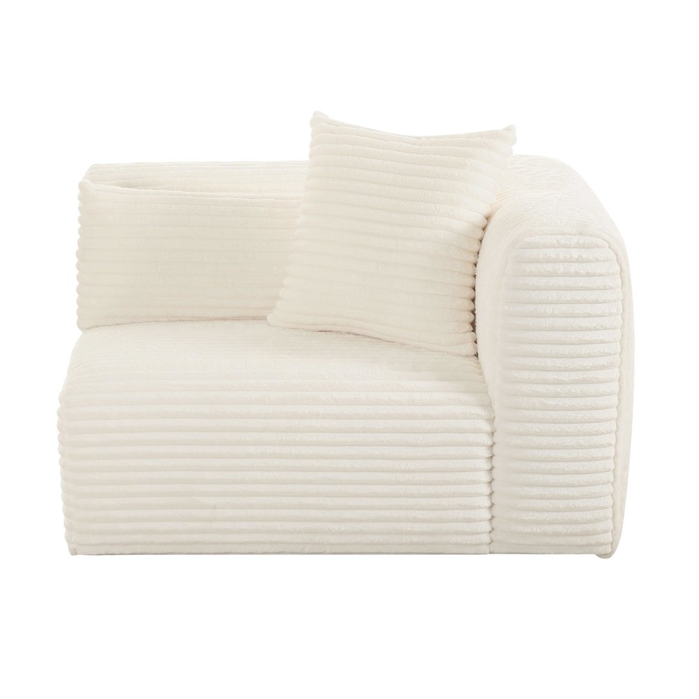 Tarra Fluffy Oversized Cream Corduroy Modular RAF Corner Chair. Picture 3