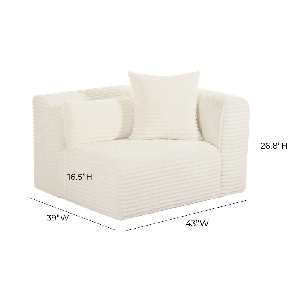 Tarra Fluffy Oversized Cream Corduroy Modular RAF Corner Chair. Picture 6