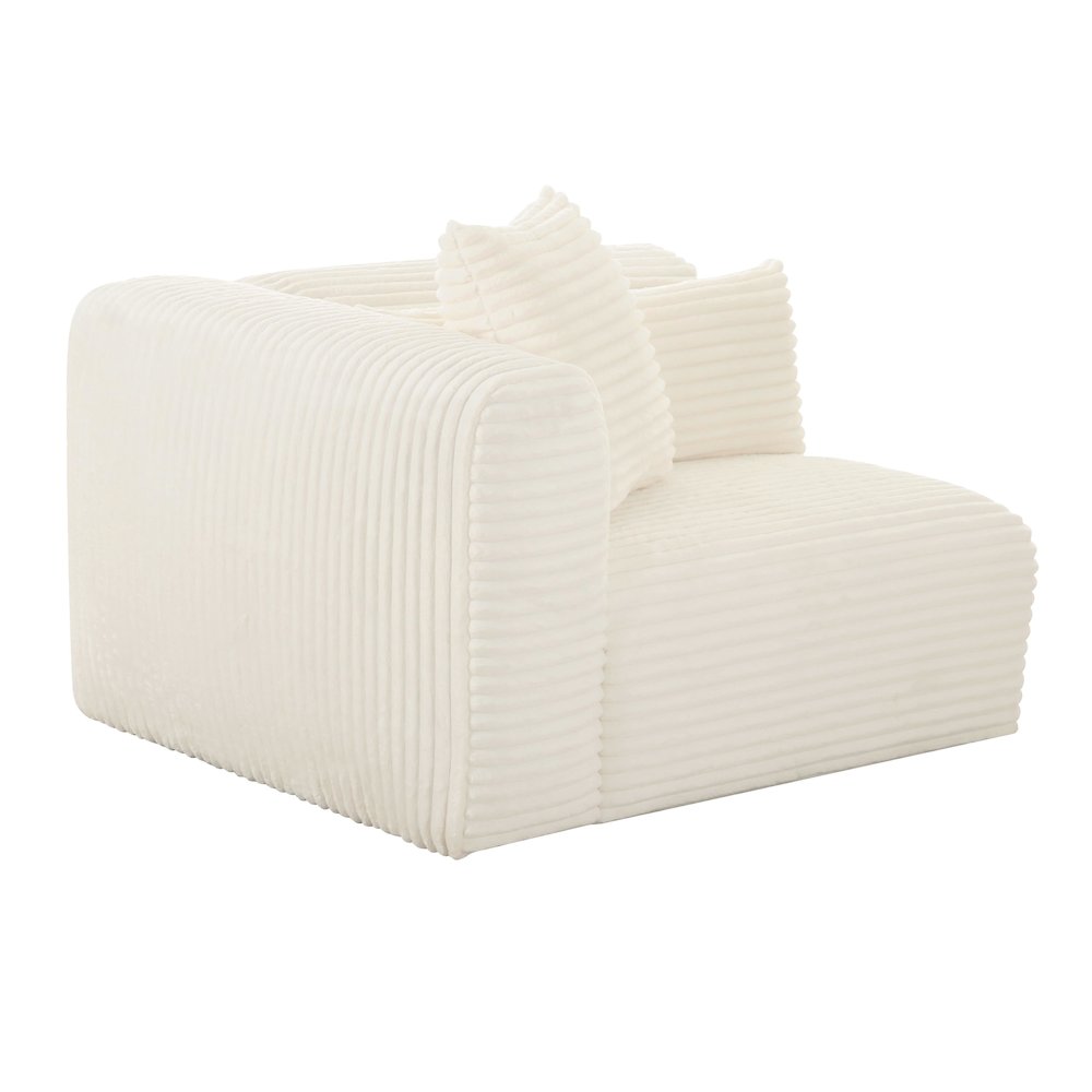 Tarra Fluffy Oversized Cream Corduroy Modular LAF Corner Chair. Picture 1