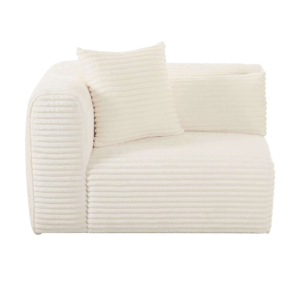 Tarra Fluffy Oversized Cream Corduroy Modular LAF Corner Chair. Picture 3