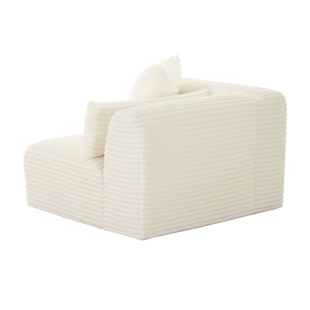 Tarra Fluffy Oversized Cream Corduroy Modular LAF Corner Chair. Picture 5