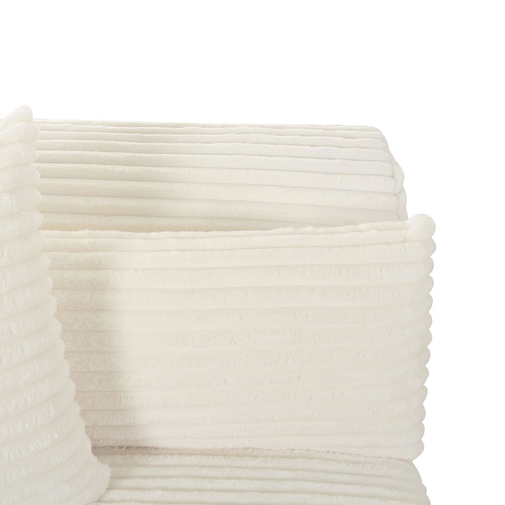 Tarra Fluffy Oversized Cream Corduroy Modular LAF Corner Chair. Picture 6