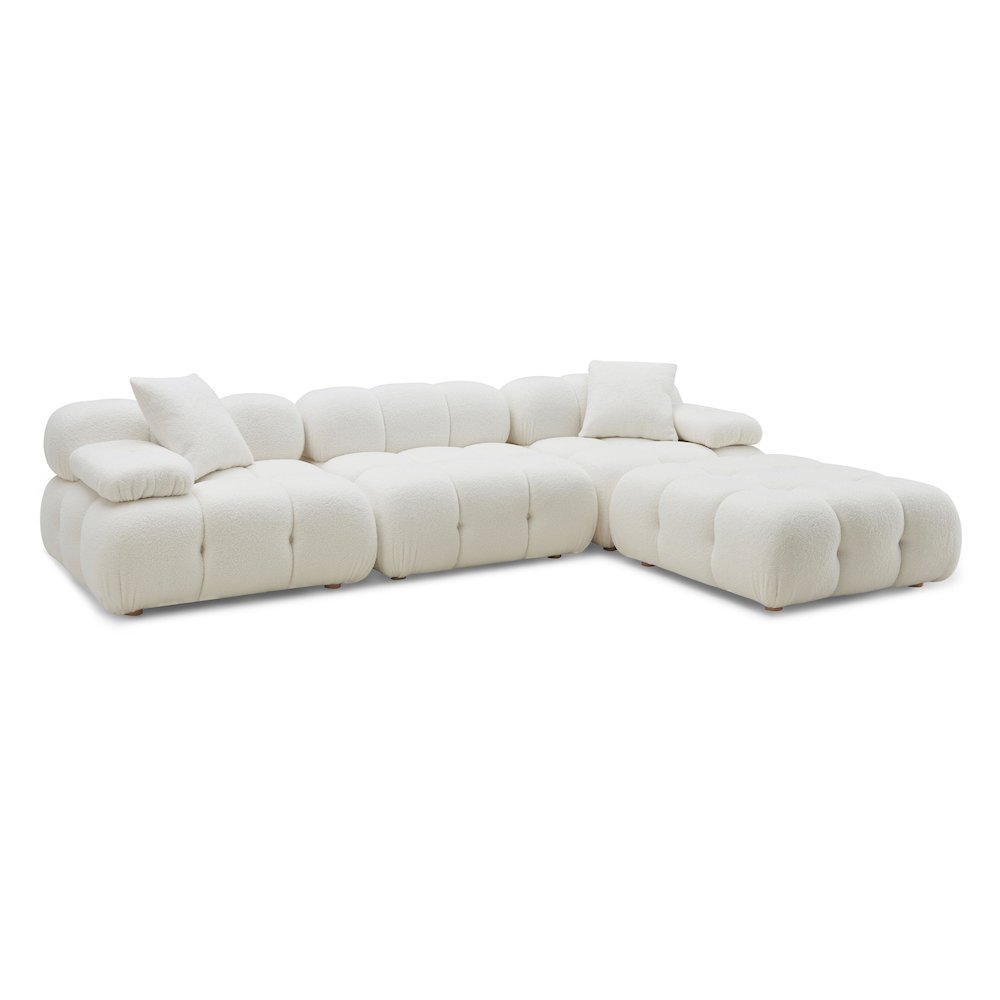 Calliope Cream Vegan Shearling 4-piece Modular Sectional. Picture 1