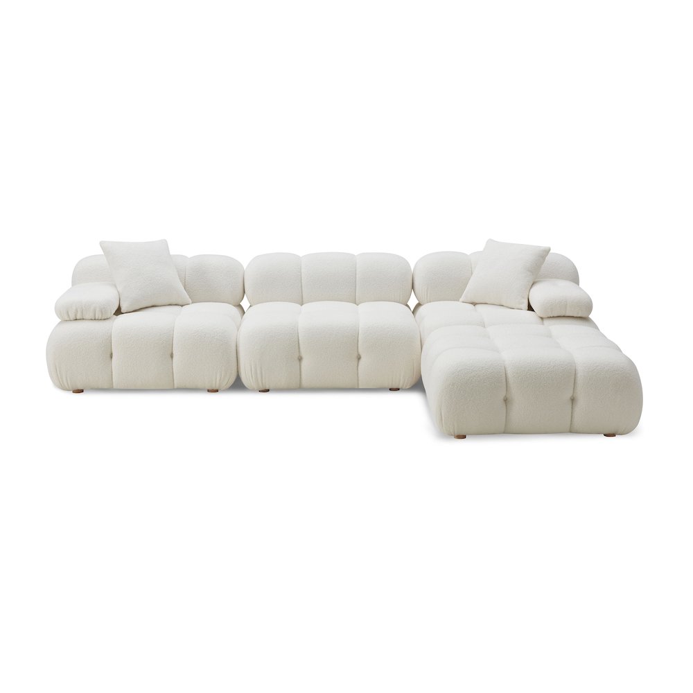 Calliope Cream Vegan Shearling 4-piece Modular Sectional. Picture 4
