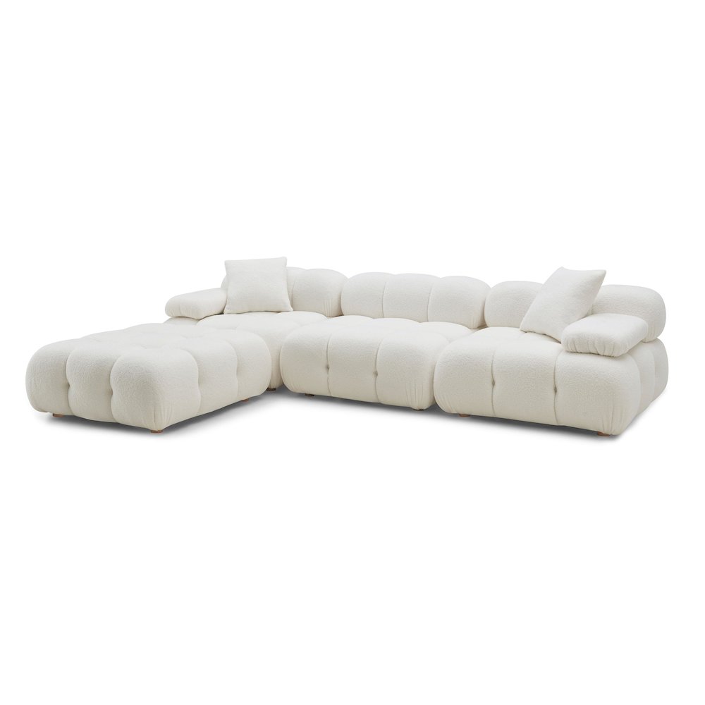 Calliope Cream Vegan Shearling 4-piece Modular Sectional. Picture 5