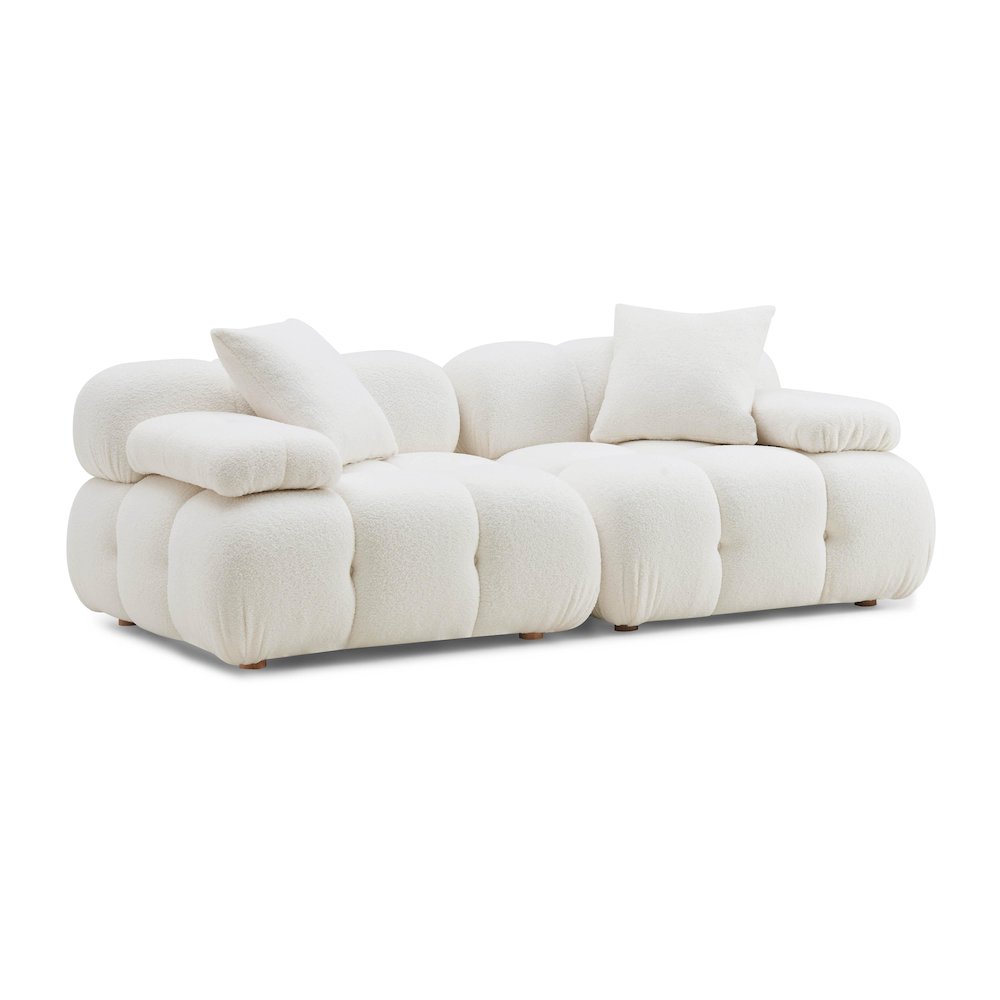 Calliope Cream Vegan Shearling Modular Loveseat. Picture 1