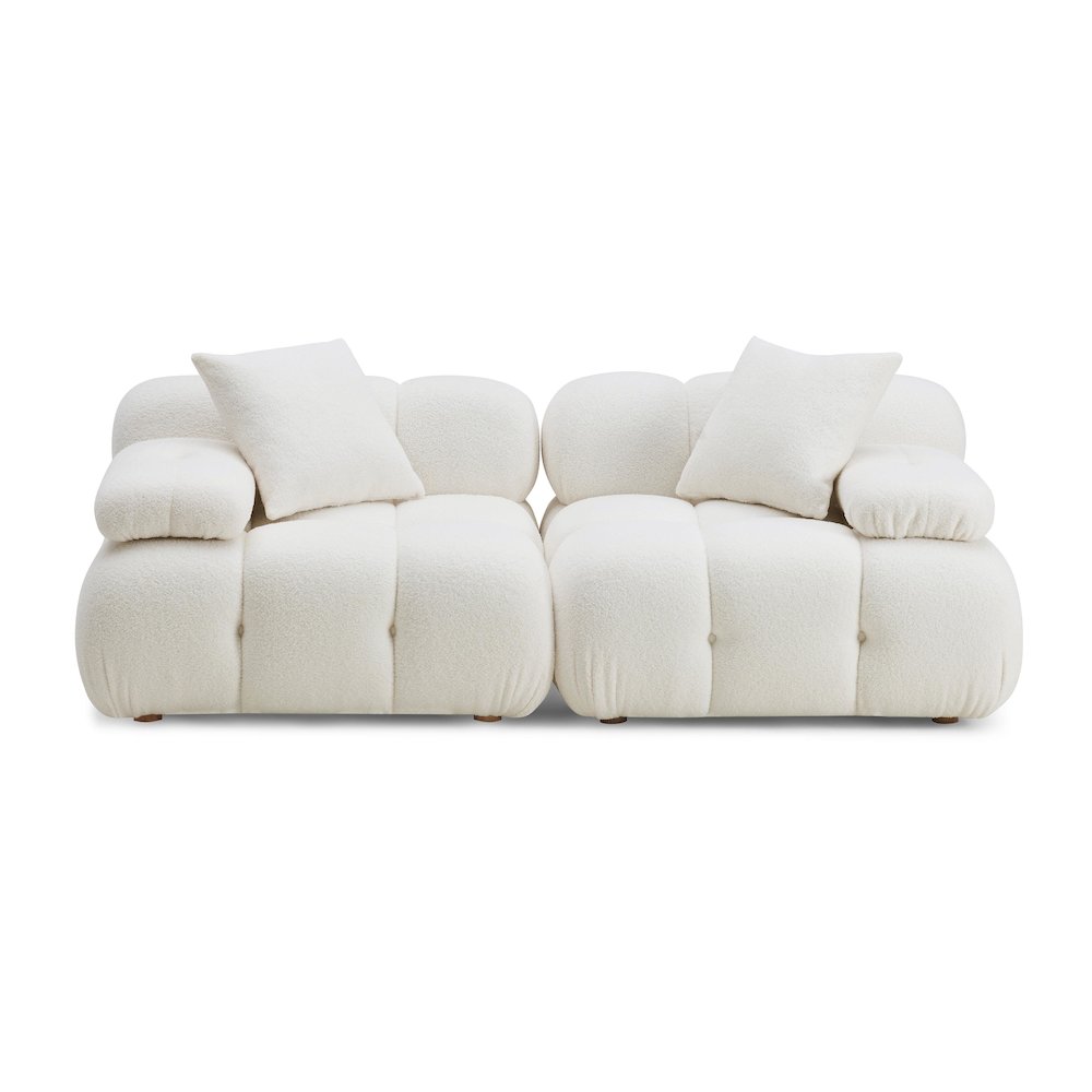 Calliope Cream Vegan Shearling Modular Loveseat. Picture 2