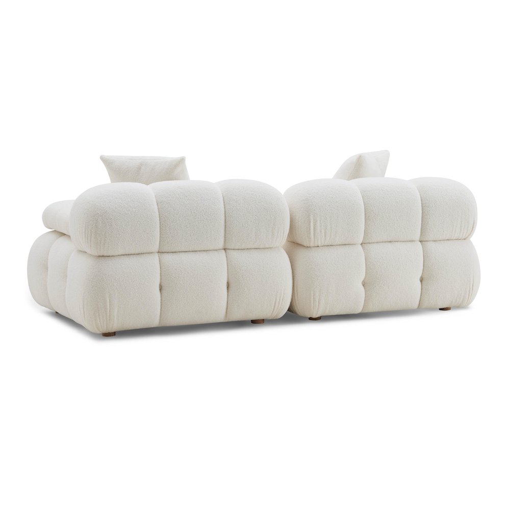 Calliope Cream Vegan Shearling Modular Loveseat. Picture 3