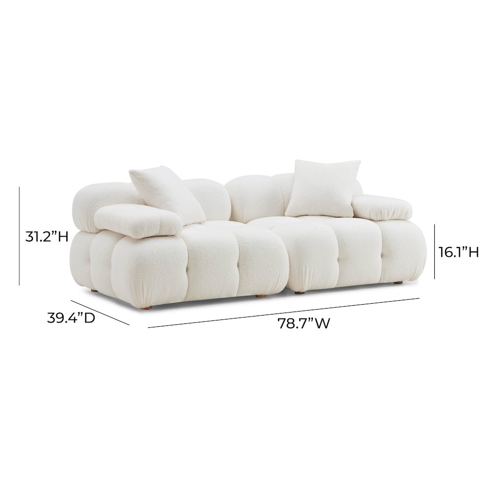 Calliope Cream Vegan Shearling Modular Loveseat. Picture 6