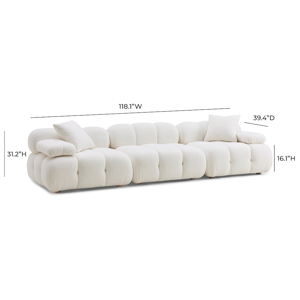 Calliope Cream Vegan Shearling Modular Sofa. Picture 7