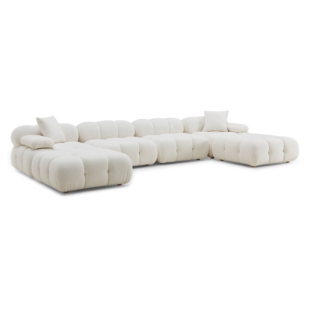 Calliope Cream Vegan Shearling 6-piece Modular U-Sectional. Picture 1