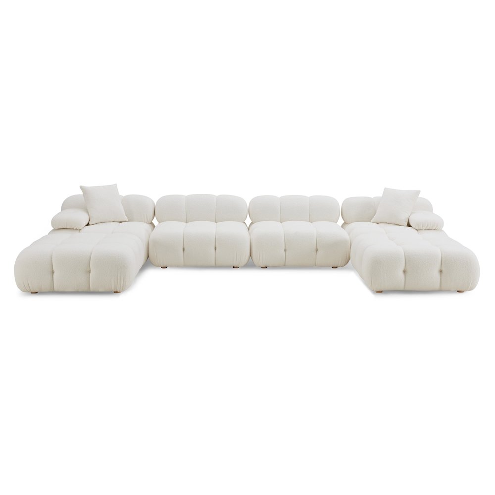 Calliope Cream Vegan Shearling 6-piece Modular U-Sectional. Picture 3