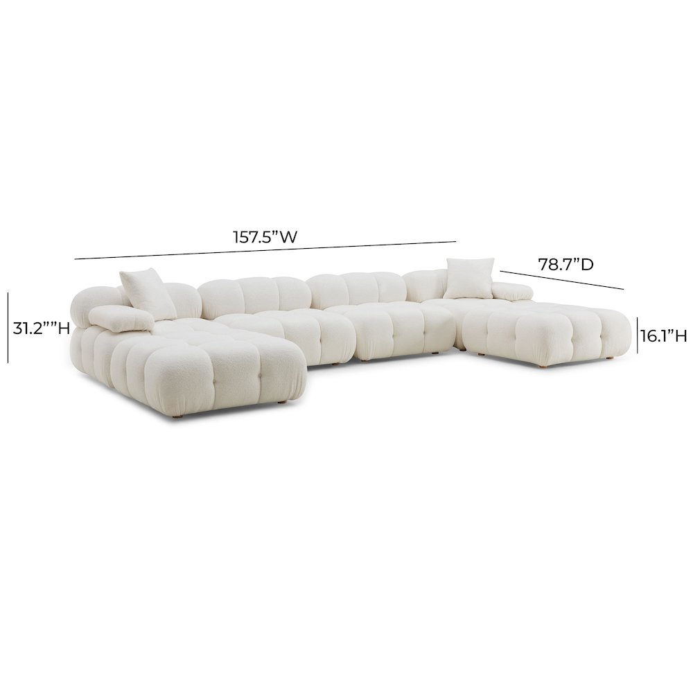 Calliope Cream Vegan Shearling 6-piece Modular U-Sectional. Picture 6