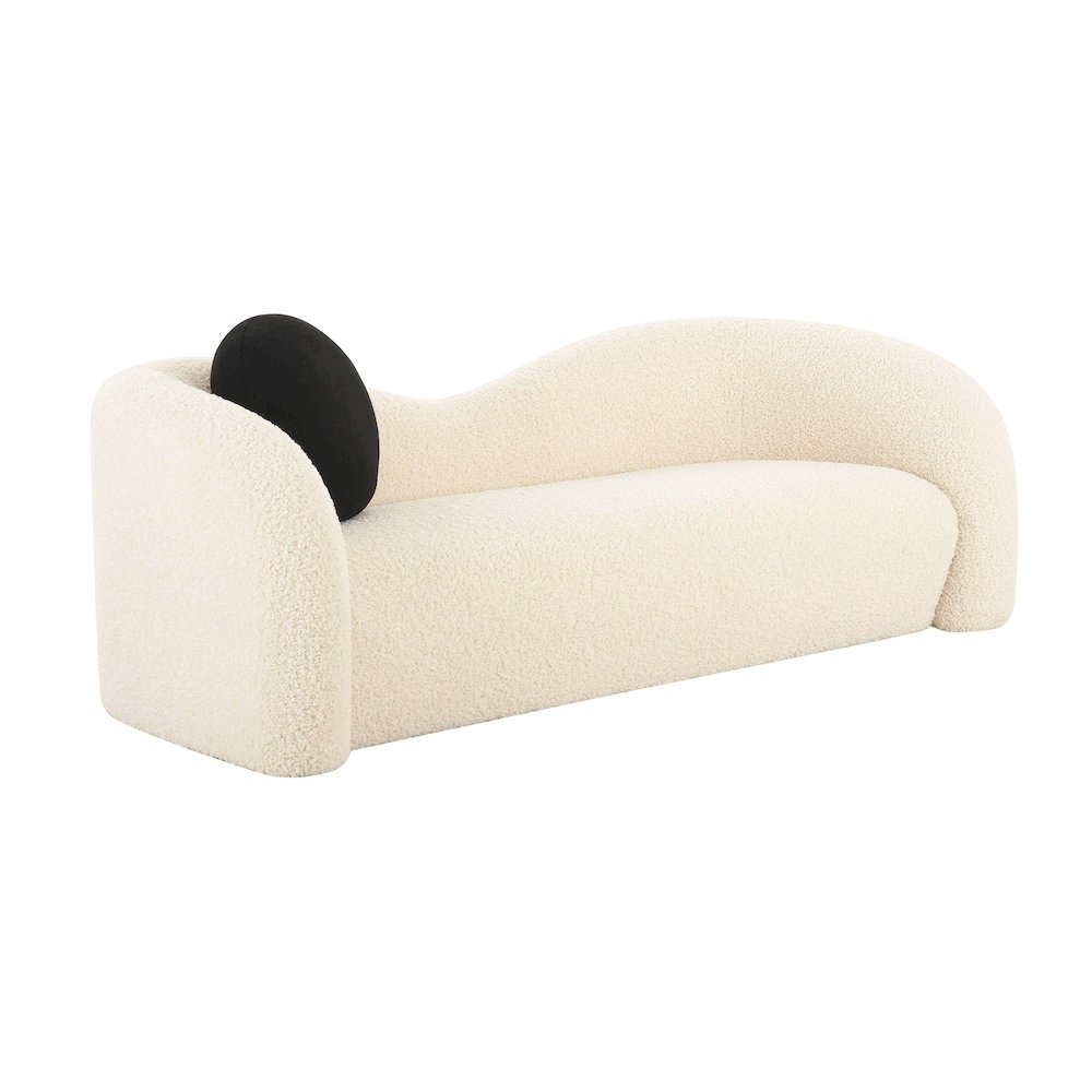 Leonie Beige Faux Shearling 84" Sofa. Picture 1