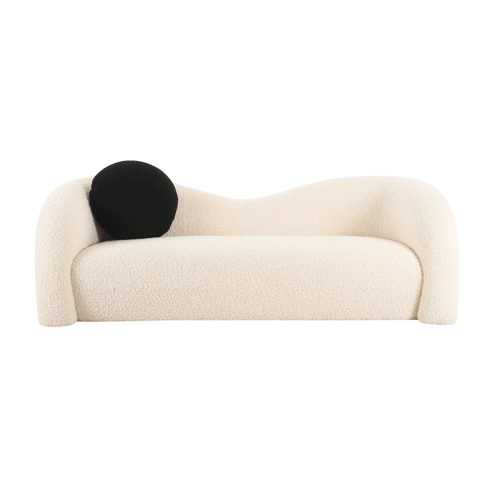 Leonie Beige Faux Shearling 84" Sofa. Picture 3