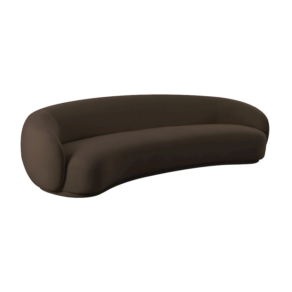 Kendall Chocolate Brown Velvet 120 Inch Sofa. Picture 1