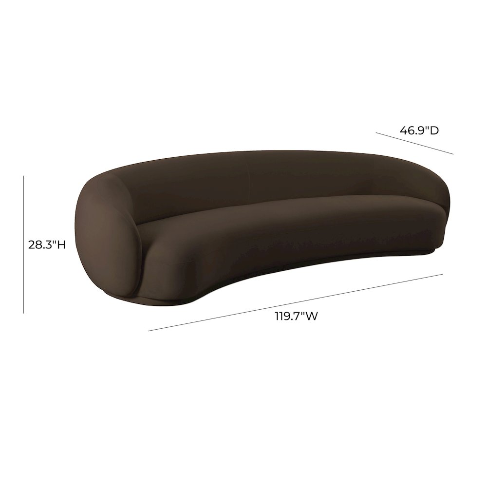 Kendall Chocolate Brown Velvet 120 Inch Sofa. Picture 6