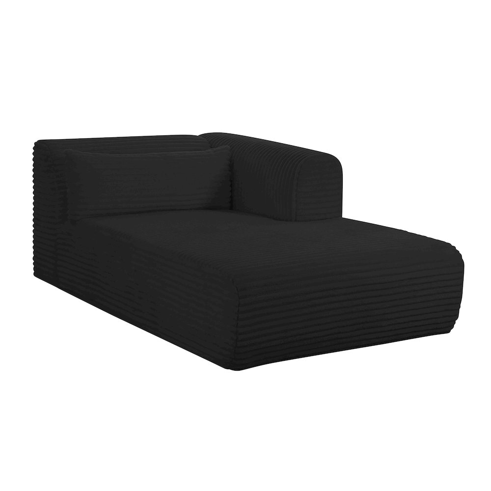Tarra Fluffy Oversized Black Corduroy Modular RAF Chaise. Picture 1