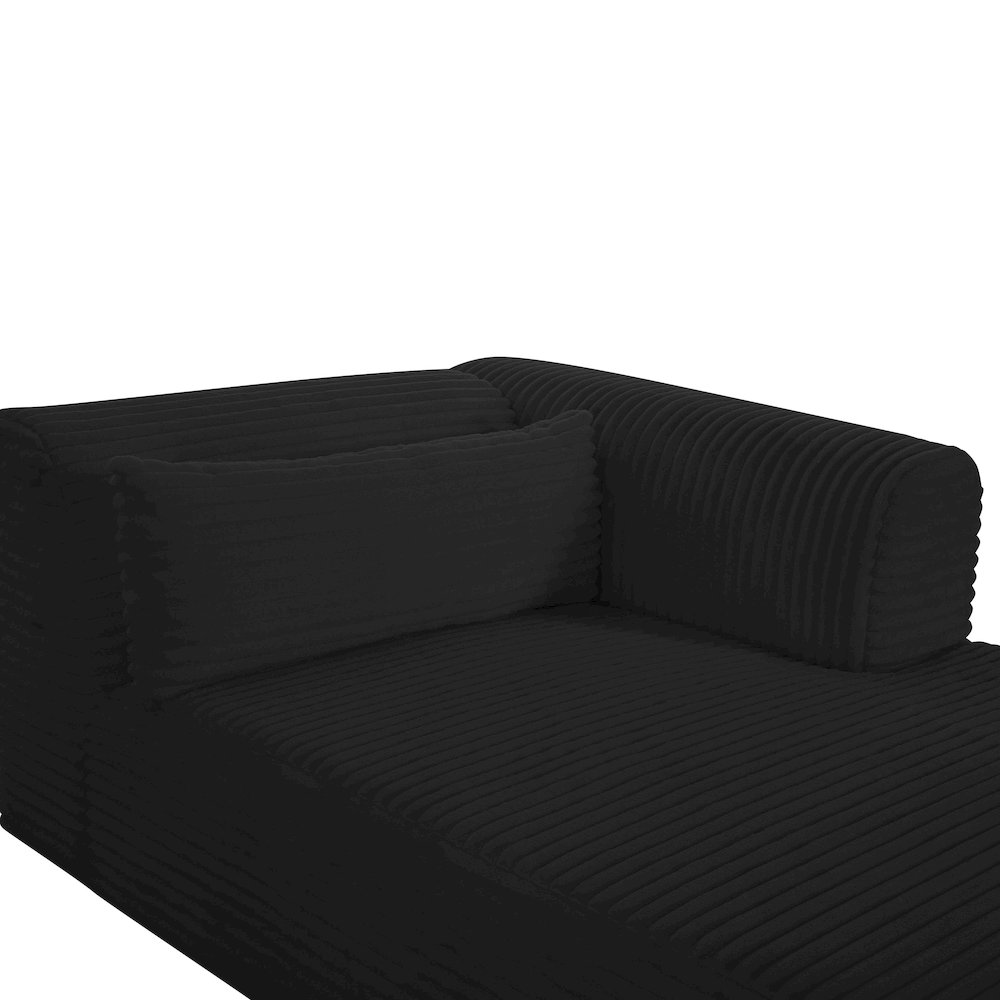 Tarra Fluffy Oversized Black Corduroy Modular RAF Chaise. Picture 7