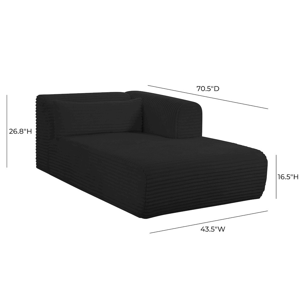 Tarra Fluffy Oversized Black Corduroy Modular RAF Chaise. Picture 8