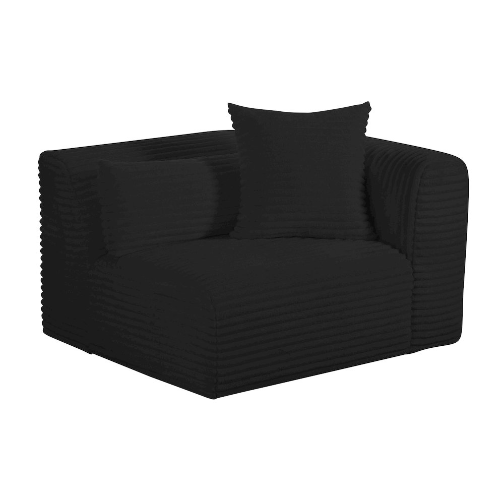 Tarra Fluffy Oversized Black Corduroy Modular RAF Corner Chair. Picture 1