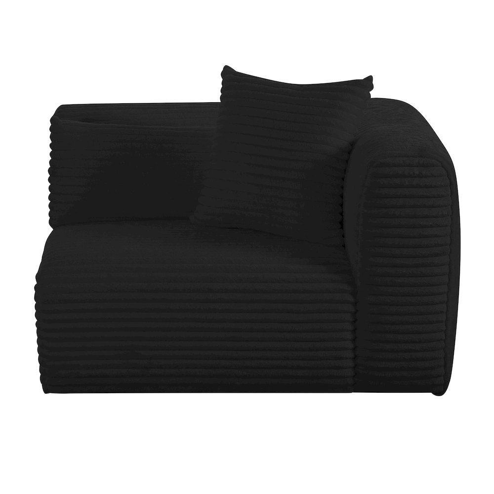 Tarra Fluffy Oversized Black Corduroy Modular RAF Corner Chair. Picture 3