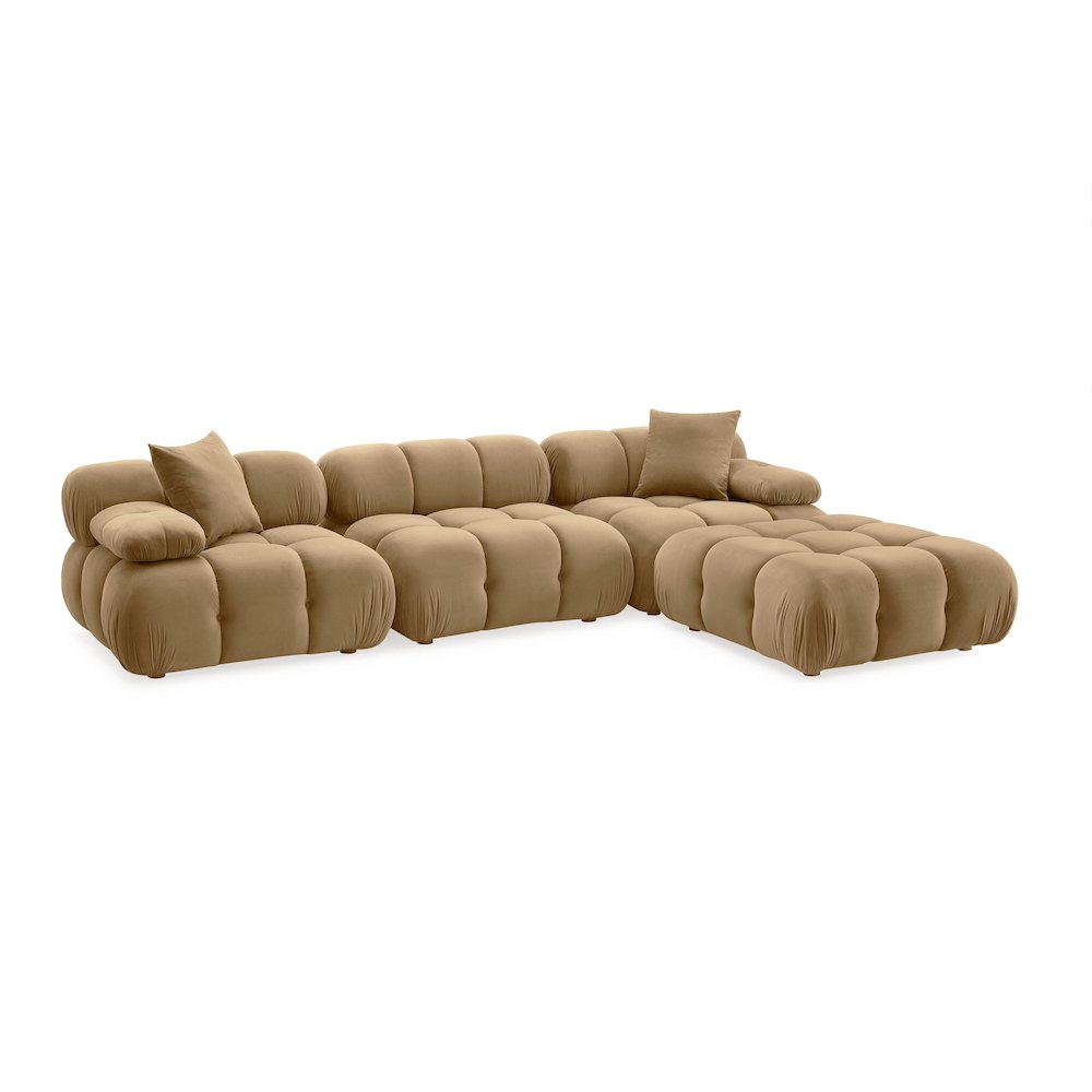 Calliope Cafe Au Lait Performance Velvet 4-piece Modular Sectional. Picture 1
