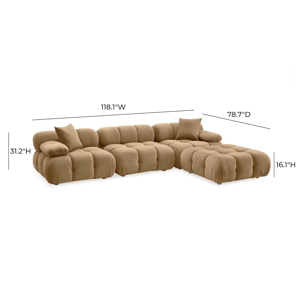 Calliope Cafe Au Lait Performance Velvet 4-piece Modular Sectional. Picture 6
