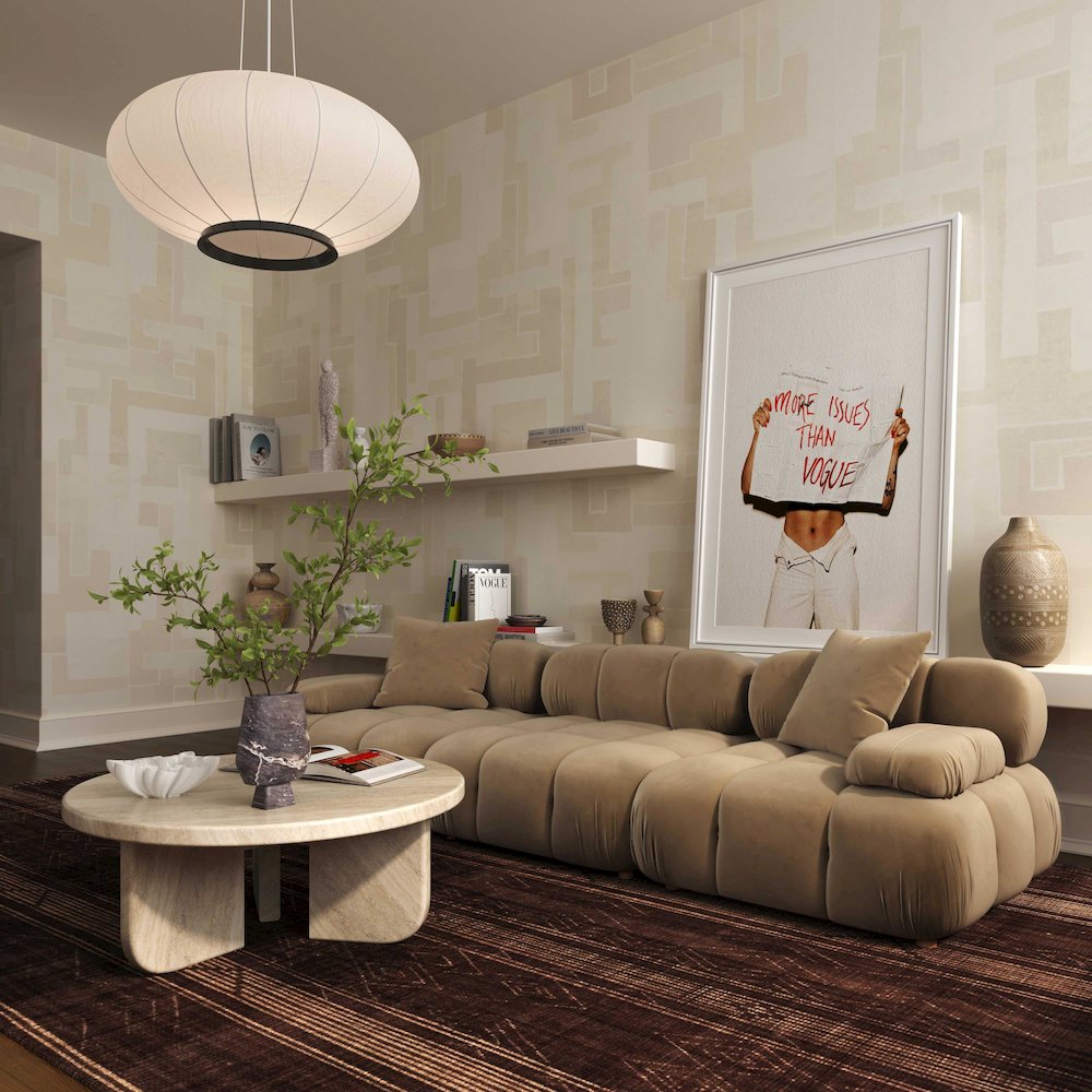 Calliope Cafe Au Lait Performance Velvet Modular Loveseat. Picture 2